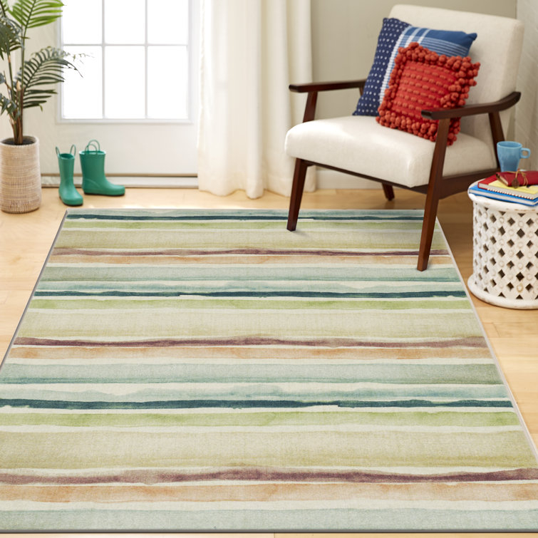 Highland Dunes Emest Striped Tufted Orange/Teal Area Rug & Reviews